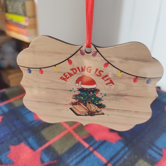 🌸 3 for $20 🌸 "Reading it Lit" Christmas Tree Ornament - Picture 2 of 2